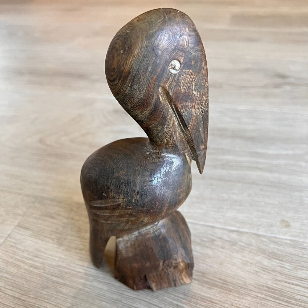 Ironwood Pelican Hand Carved 7 3/4" MCM Collectible Figurine Nautical Decor - Picture 2 of 11